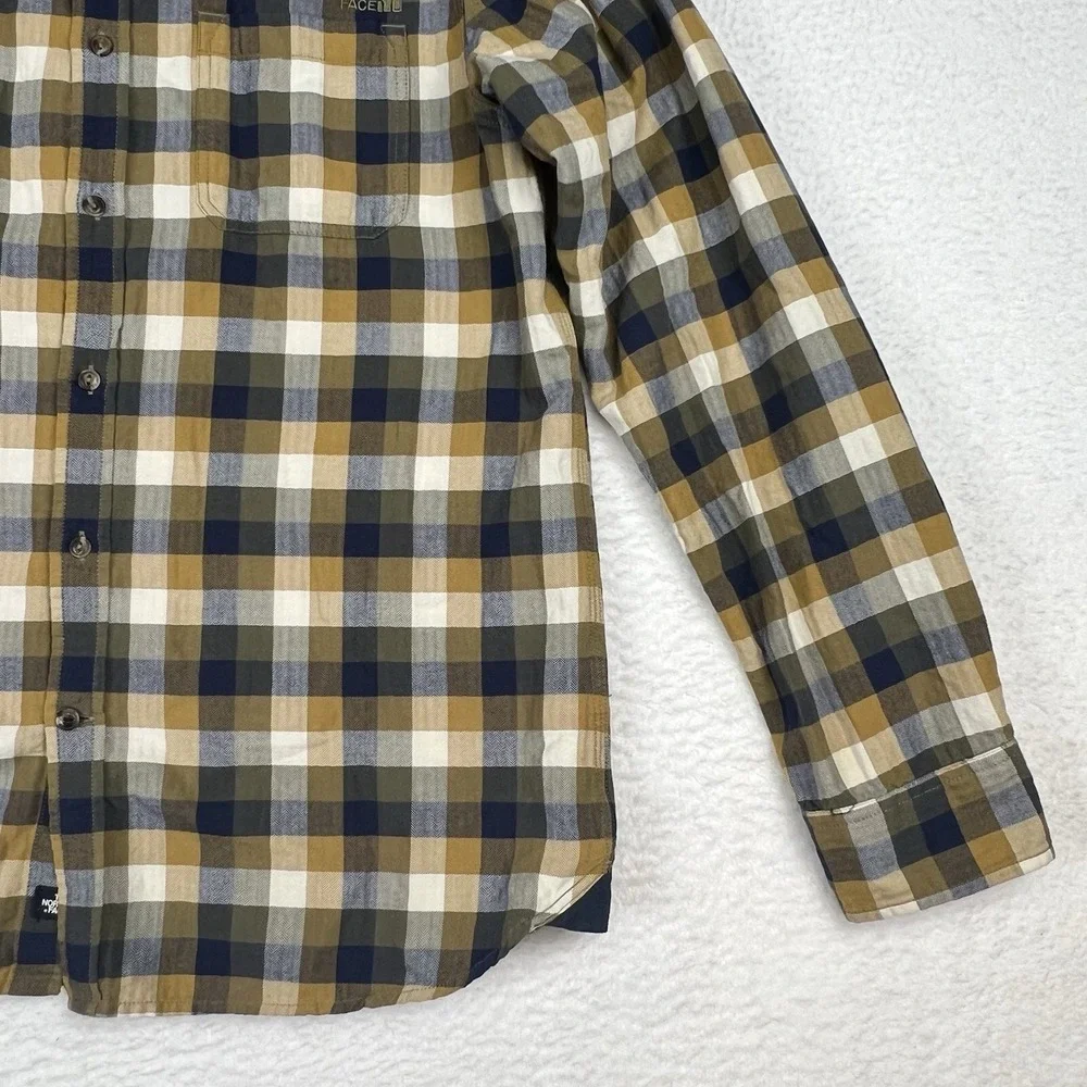 THE NORTH FACE Button Up Shirt Blue Green Plaid Lockhart‎ Flannel Men's Large
